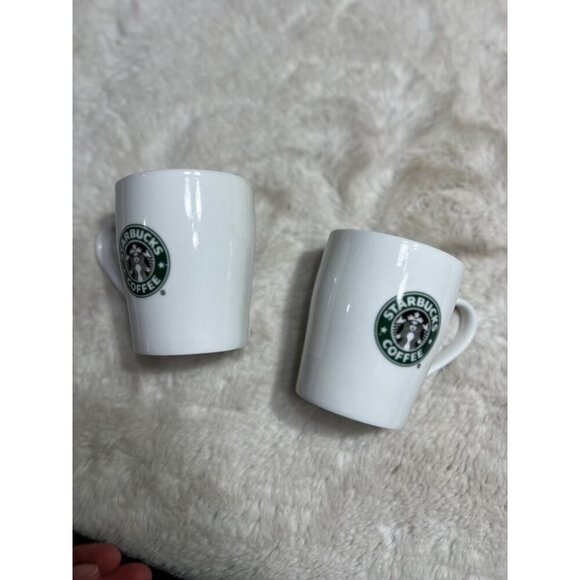Starbucks green white logo mugs lot of two - Picture 1 of 5